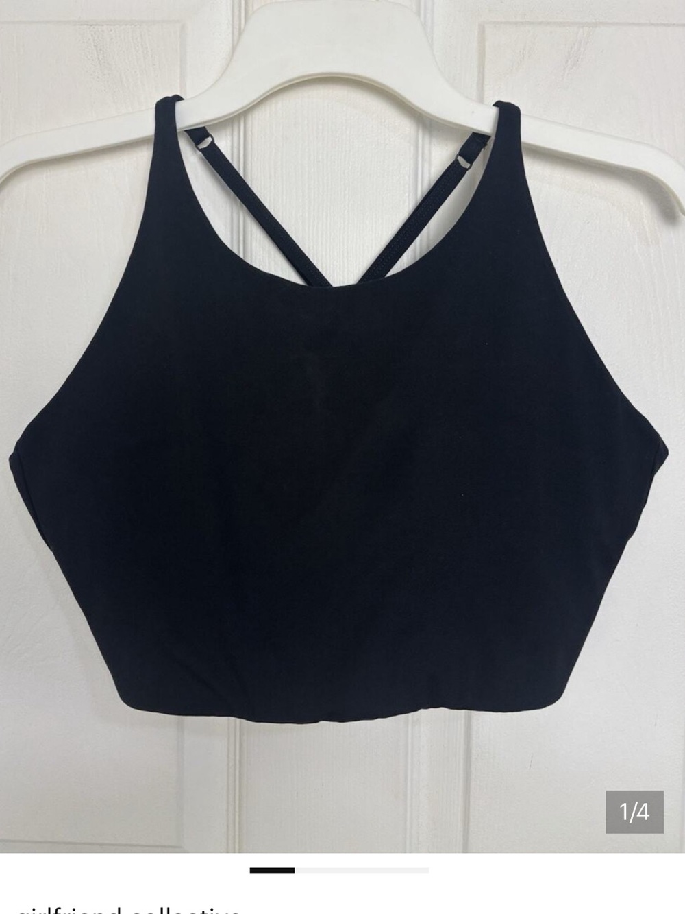 Girlfriend Collective Black Topanga Sports Bra 1001 XL Crop Top High Neck